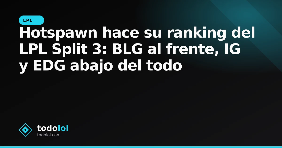Portada de Hotspawn hace su ranking del LPL Split 3: BLG al frente, IG y EDG abajo del todo