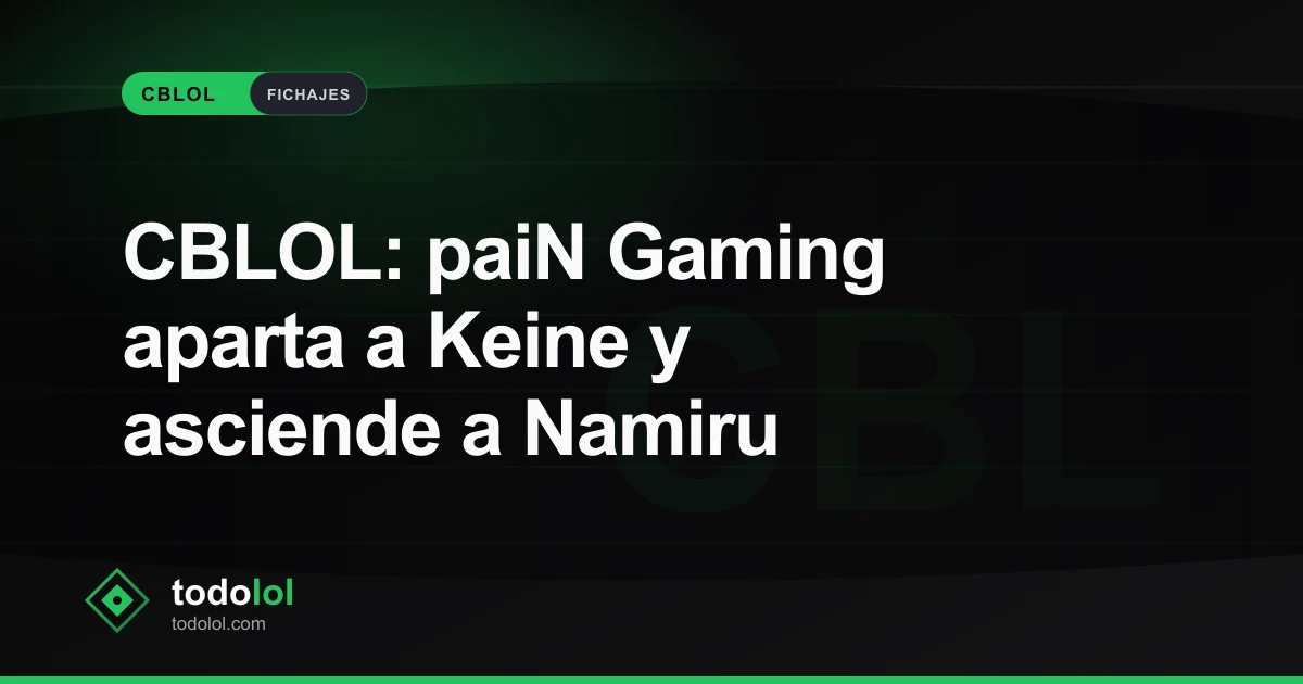 Portada de CBLOL: paiN Gaming aparta a Keine y asciende a Namiru