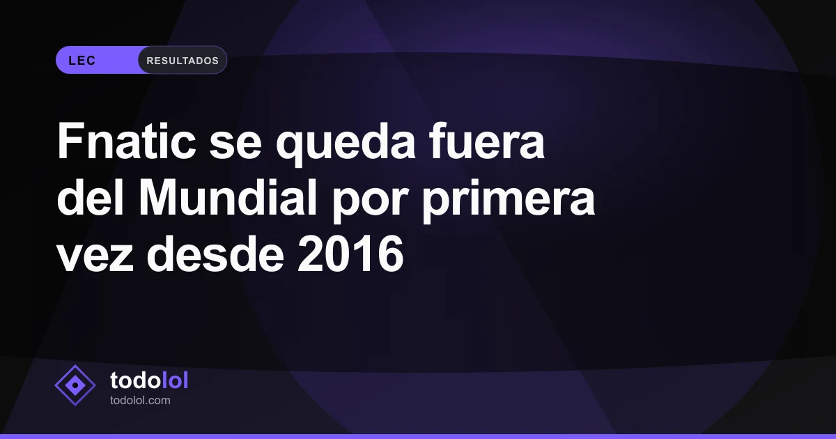 Portada de Fnatic se queda fuera del Mundial por primera vez desde 2016