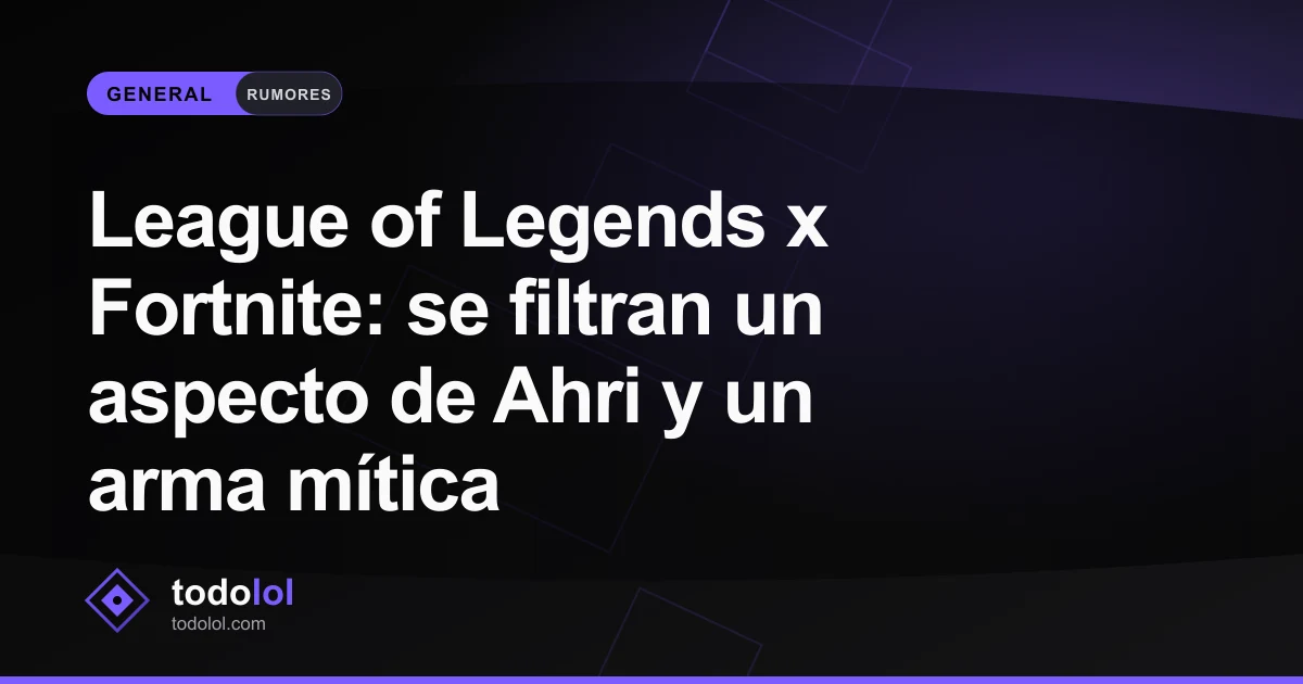 Portada de League of Legends x Fortnite: se filtran un aspecto de Ahri y un arma mítica