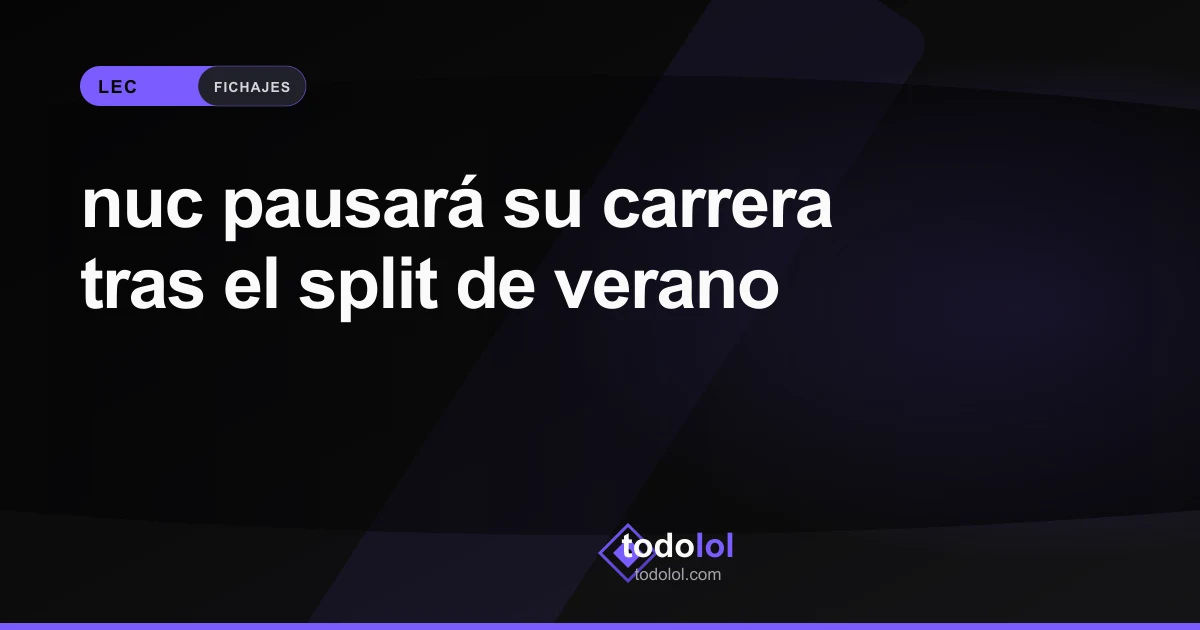 Portada de nuc pausará su carrera tras el split de verano