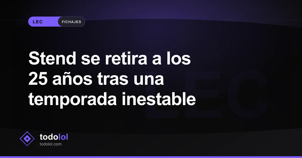 Portada de Stend se retira a los 25 años tras una temporada inestable