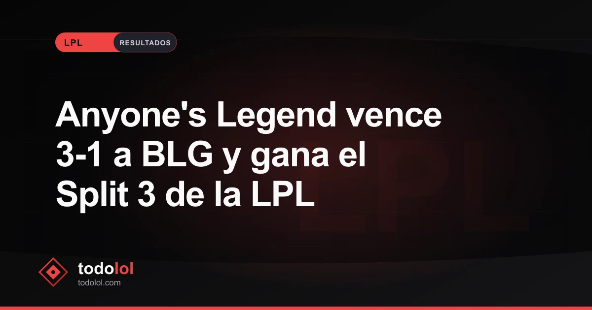 Portada de Anyone's Legend vence 3-1 a BLG y gana el Split 3 de la LPL