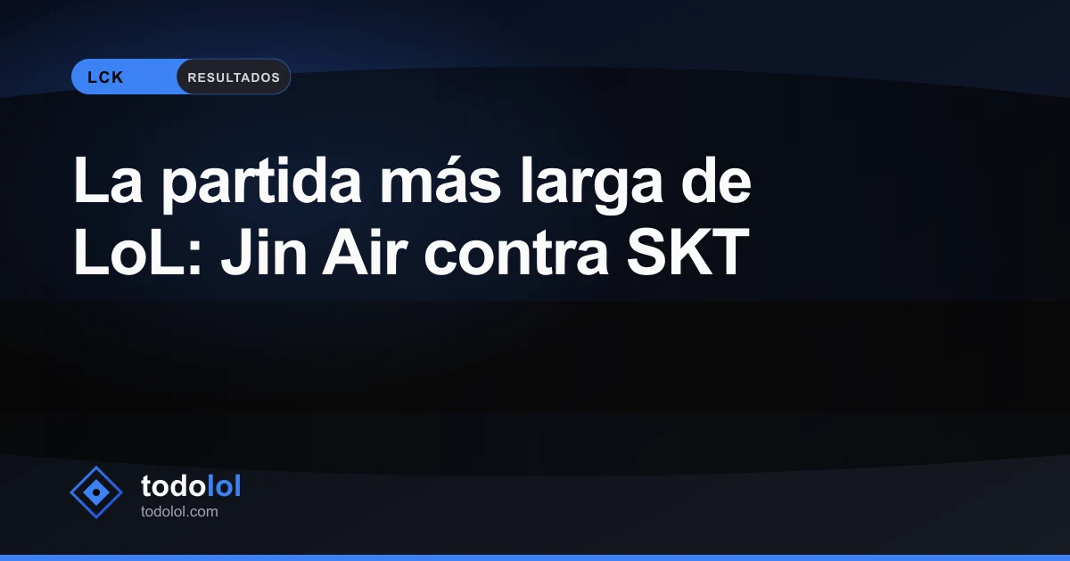 Portada de La partida más larga de LoL: Jin Air contra SKT