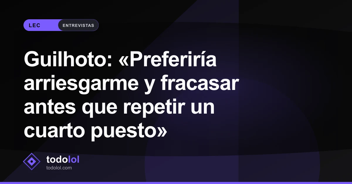 Portada de Guilhoto: «Preferiría arriesgarme y fracasar antes que repetir un cuarto puesto»